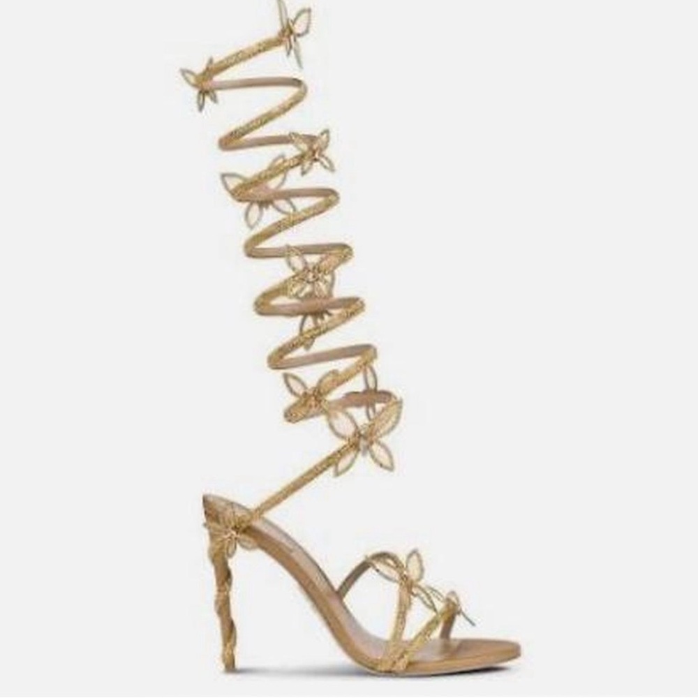 Elegant Gold Butterfly Heels